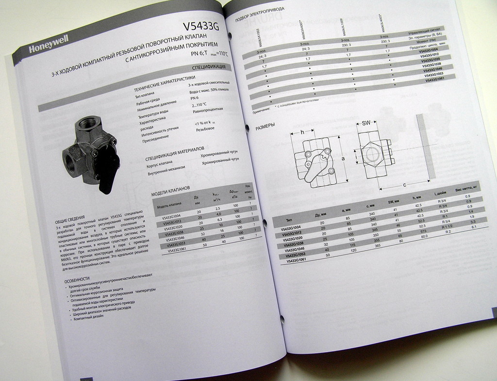 Виготовлення каталогів «Honeywell. Оборудование для систем отопления». Поліграфія друкарні Макрос, виготовлення каталогів, специфікація 964969-2